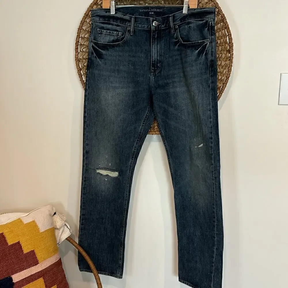Banana Republic slim men’s distressed denim jeans size 36x34